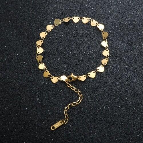 Stainless Steel Fashion Small Love Heart Anklets For Women Adjustable Anklet Bracelets On Leg Foot Beach Jewelry Gift