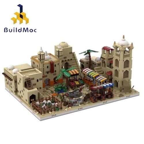 BuildMoc City Street View Creator Expert Village City Town Square House Model Building Blocks Educational DIY Toys For kids Gift