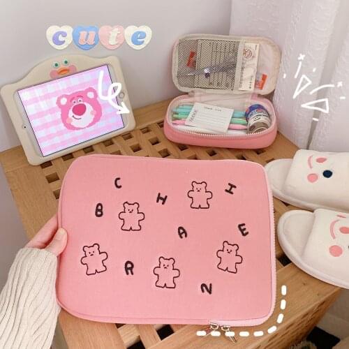 Tablet Case Laptop Storage Bag 11 Inch Embroidery Ins Bear Ipad Liner Bag For Mac Ipad Pro 9.7 10.5 Sleeve Case Pouch