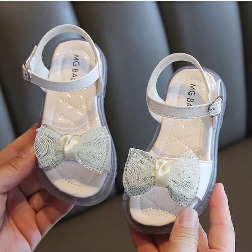Kids Children Girls Bowknot Princess Shoes Soft-soled Non-slip Sandals Children Girls Sandals Bowknot Beach Shoes Sandals