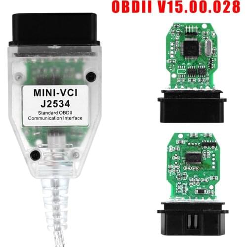 MINI-VCI FTDI J2534 Car Diagnostics Cable Vehicle Diagnosis V15.00.028 OBD2 Interface Auto Scanner For Toyota TIS Techstream