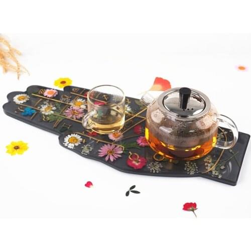 DIY Epoxy Palm Shape Constellation Tray Teacup Coaster Resin Mold Desktop Tray Mirror Silicone Mold FOR Crafts Making Tools