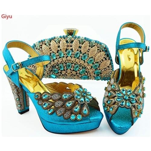 Doershow sky blueShoes with Matching Bags 2018 African silver Shoe and Bag Set Italian Design African Shoes and Bag Set!SKP1-32