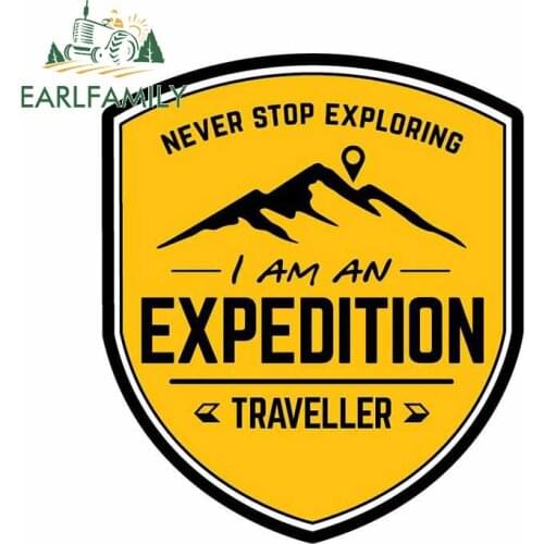 EARLFAMILY 13cm x 11.2cm Expedition Travel Car Sticker Never Stop Exploring Decal Window Wall Decoration