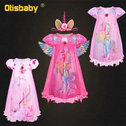 Boutique Baby Girl Christmas Unicorn Dress Birthday Party Fancy Horse Clothes Casual A-Line Tulle Dress New Year Present infant