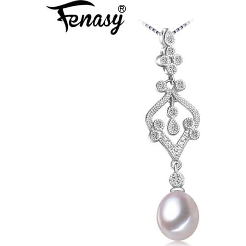 FENASY 925 Sterling Silver Bohemian Pendant With Pearl Jewelry Vintage Custom Natural Freshwater Pearl Necklace For Women