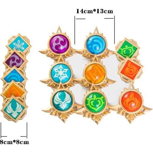 Game Genshin Impact 7 Elements Luminous Eye of God Cosplay Badges Cosplay Prop with Led Accessories Custom Made