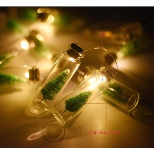 Battery Operated 1M 10LED Christmas Tree Wishing Bottle String Lights Copper Wire Garland Fairy Lamp for Christmas Tree Gift
