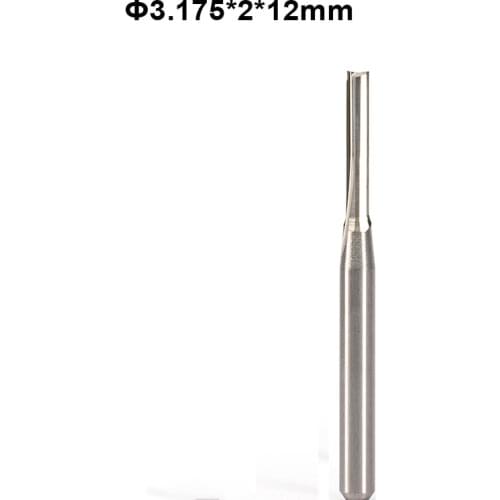 5pcs 3.175x2x12mm Straight Slot Wood Cutter CNC Solid Carbide Two Double Flute CNC Router End Mill Milling MDF Plywood Carve Bit