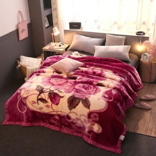 Flowers Red Blanket Raschel blanket winter gift thickened double layer blanket super soft thick Throw blanket