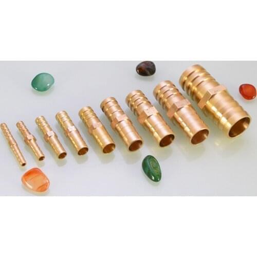 Brass Straight Hose Pipe Fitting Double pagoda barbed Double insertion of soft hose connector adapter jointer 6 8 10 12 25mm