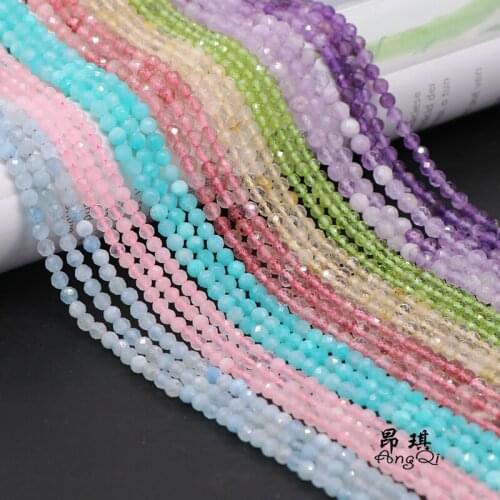 AngQi Small Beads Natural Stone Gem Beads Section Crystal Loose Beads for Jewelry Making Necklace DIY Bracelet 38cm Size 2-4mm
