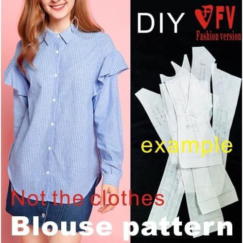 Fashion Ladies Long Sleeve Shirt Pattern Clothes Sewing Structure Drawing BCY-85