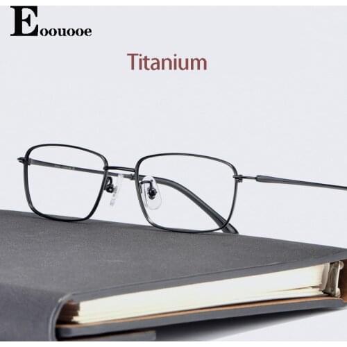 Men Pure Titanium Glasses Small Size Glasses Frame Square Eyewear Optical Myopia Eyeglas