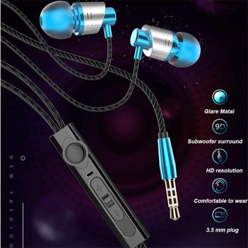 Bass Earpieces 9D In-ear Earphone Metal Wired Headset Hifi Earbuds for Samsung Huawei Xiaomi Phone Ear Phones fone de ouvido