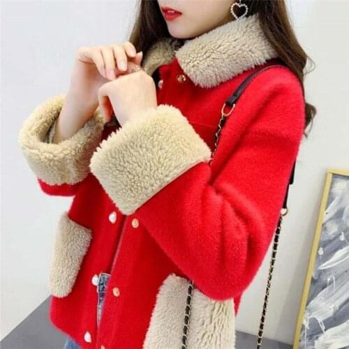 2020 New Women Woolen Coat Winter Imitation Mink Velvet Jacket Female Short Loose Korean Version Womens Wool Cardigan Top A457
