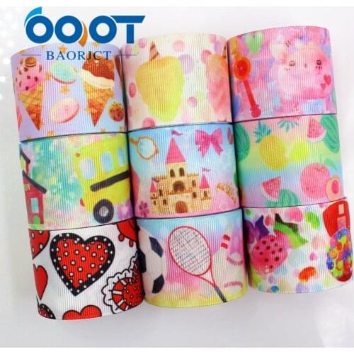 OOOT BAORJCT G-18719-653,38 mm,10 yards Cartoon Colorfu Ribbons Thermal transfer Printed grosgrain Wedding DIY handmade material