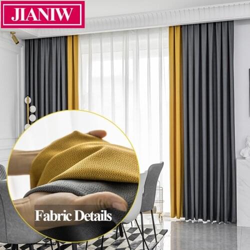 JIANIW Faux Linen 80%-90% Shading Thick Thermal Insulated Blackout Blinds Curtains in the Bedroom Living Room Drapes Custom Made