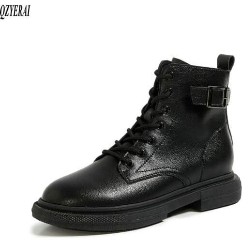 QZYERAI black white Riding boots Genuine leather Female boots Womens boots Autumn winter cowhide Womens shoes Size 34-40