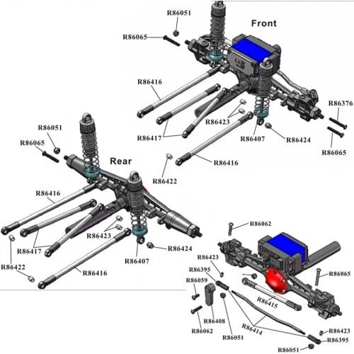 RGT Ruitai 136100V3 original car accessories 1:10 simulation climbing car steering rod steering gear connecting rod lower and up