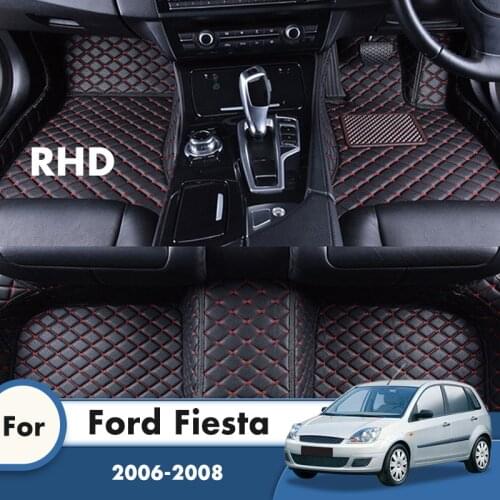 RHD Carpet For Ford Fiesta 2008 2007 2006 Artificial Leather Carpets Custom Auto Styling Foot Pads Car Accessories Interior Rugs