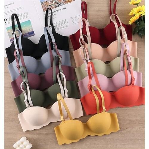 Sexy Bras Push Up Seamless Underwear for Women Solid Color Wireless Lingerie One-pieces Gather Thin Teens Girls Brassiere Top
