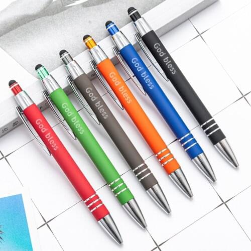 6pcs/Lot Metal Touch Screen Pen Multifunctional Engraved Logo Ballpoint Pens Gift Advertising Pen School Office Supplies