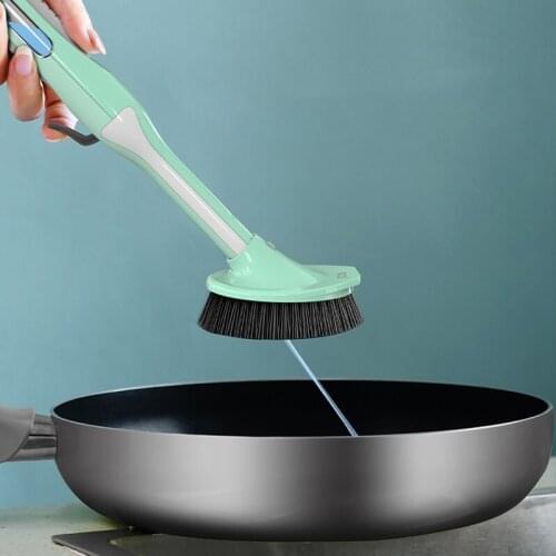 Washing Cleaning Brush Bathroom Wash Brush Sponge Tiles Brush With Liquid Soap Dispenser Scrubber Kitchen Dish Pad Clean Tool