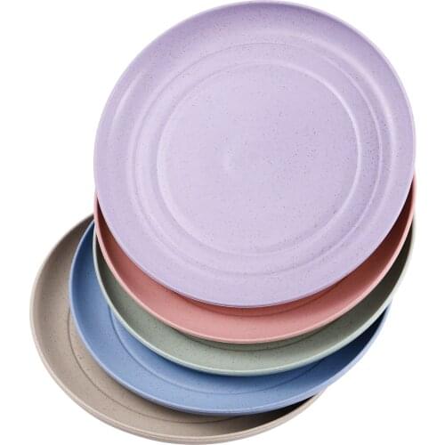 5pcs Wheat Straw Plates Unbreakable Reusable Plate Set Perfect Dinner Dishes Bone Collection Plates