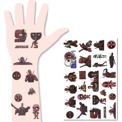 Deadpool Disney Tattoo Stickers Child Temporary Fake Tattoos Paste on Face Arm Leg for Children Cartoon Anime Kids Toys Sticker