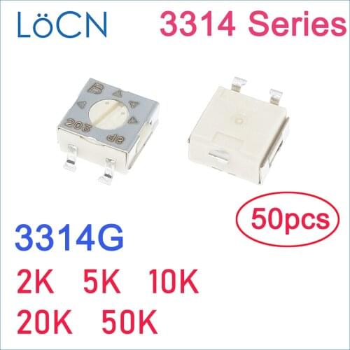 50PCS 3314G 4*4 2K 5K 10K 20K 50K Trim Pot Trimmer Potentiometer 3314G-1-103E 3314G-1-203E 3314G-1-503E Variable BOURNS original