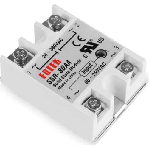 Solid State Module Relay SSR-80AA 80A Input AC 80-250VAC TO 24-380V AC Output High Quality For Temperature Controller