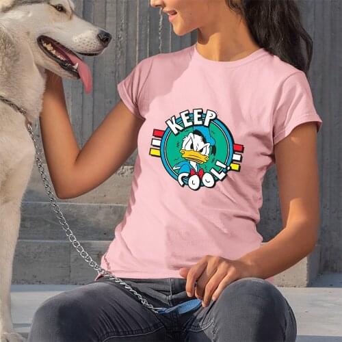 Harajuku Style Comfort Top Clothes Letters KEEP COOL Printing Disney Women T-Shirts Dropship Fashion Casual Summer New Products