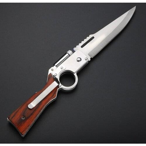 Outdoor Short Knife High Hardness 9CR18Mov Tactical Knife Hunting Knife Outdoor Defensive Sharp Camping Knife + Sheath LED Light