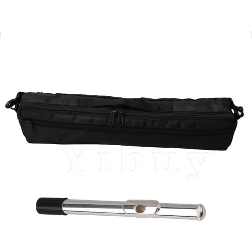Yibuy Black 17 Holes Flute Canvas Carrying Bag w/ Flute Mouthpiece Repair Part