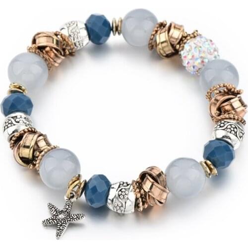 Szelam Gray Star Charm Bracelets & Bangles Crystal Stone Bracelets For Women Elastic Rope Chain Jewelry DIY SBR170046