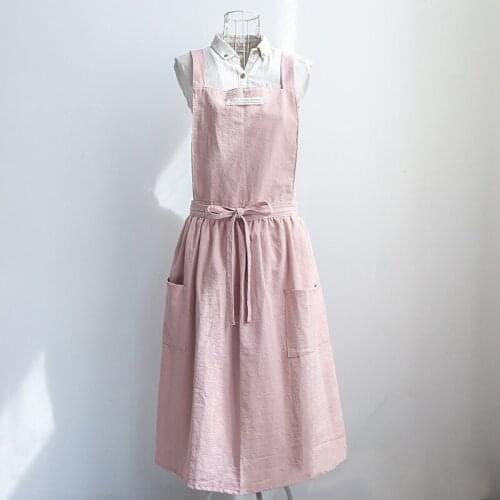 Female Apron Pocket Personality Jumpsuit Parent-child Illustrator Bakery Overalls Kitchen Cotton and Linen Shoulders