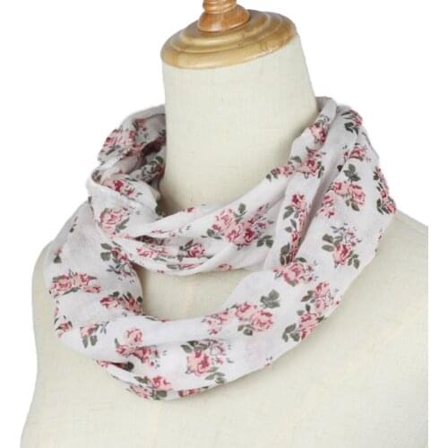 Floral Loop Scarf Women Fashion Sping Autumn Winter flower Printed Snood Ring Scarves Lady Twill Viscose Infinity Scarfs