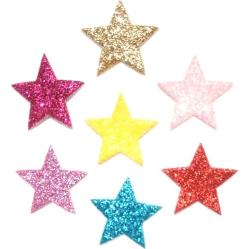 100Pcs 20mm Mixed Colors Padded Glitter Leather Star Appliques/Scrapbooking Craft Card Making Crafts Ornament Accessories K47