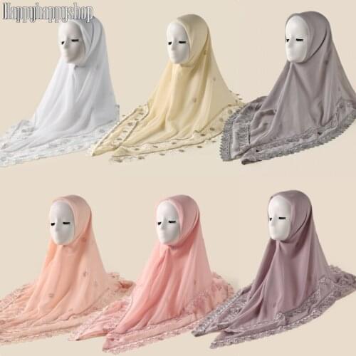 110cm*110cm Elegant Lace Kerchief for Women Islamic Muslim Hijab Square Scarf Headband Wraps Arab Shawls African Turban Headwear