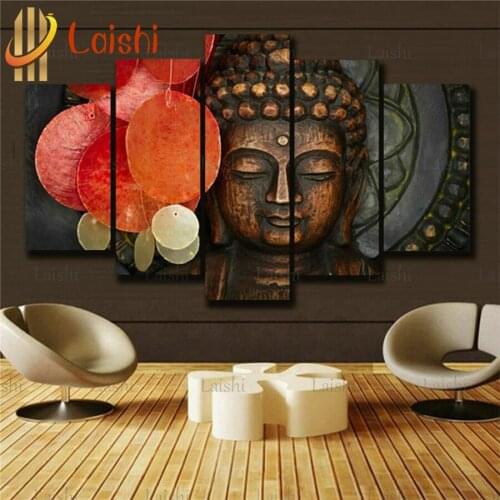 5pcs Diamond Painting Home Decoration Buddha Meditation Statue Full Square/Round Diamond Pattern Embroidery Rhinestone Painting