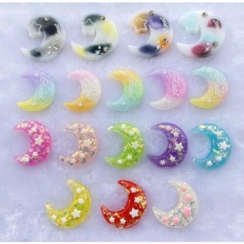 5pcs Kawaii The stars and the moon flatback Resin Art Decoration Charm DIY Scrapbooking Embellishment Accessories C49