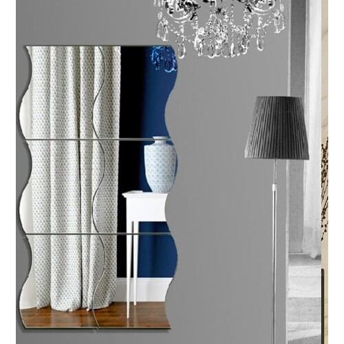 6pcs 3D Mirror Wall Stickers DIY Decal Self-adhesive Wall Sticker Home Art Decor Living Room Mirrored Decorative Sticker