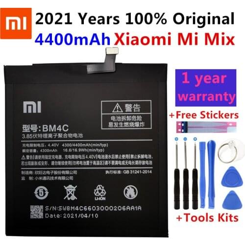 100% Original Xiaomi BM4C Mobile Phone Battery For Xiaomi Mi Mix Replacement Battery 4400mAh High Capacity Phone Batteries+Tools
