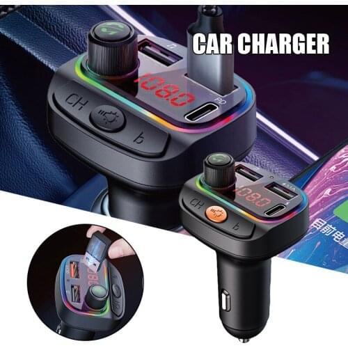 Car Charger Adapter Dual Port USB Quick Charge Muticolor Atmospheres Light Charger Compatible with Various Kinds Phone DJA88