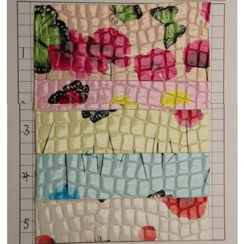 Butterfly with flower printed stone grain PVC leather fabric/ 3 colors/ factory wholesale/ faux leather material/ free shipping