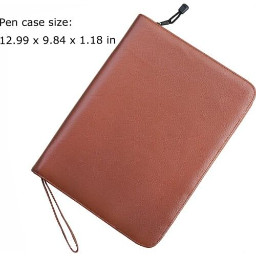Real Leather Fountain Pen / Rollerball Pen Case for 46 Pens Cowhide Coffee Holder Pencil Bag, Fits In Various Size Office Gift