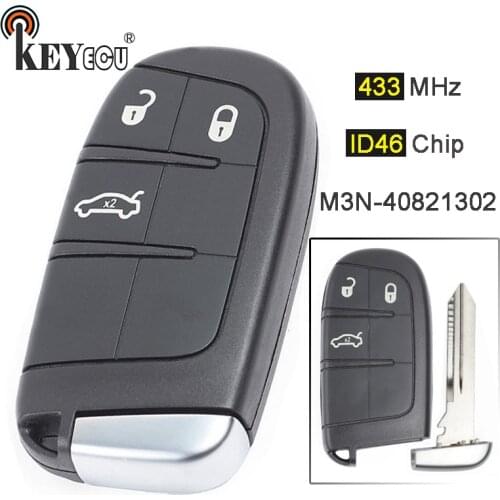 KEYECU 433MHz ID46 Chip M3N-40821302 Replacement 3 Button Smart Remote Key Fob for Jeep Grand Cherokee 2013 2014 2015