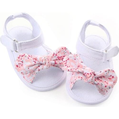 Baby Shoes Princess Big Bow Floral First Walkers Soft Soled Anti-Slip Baby Girl Shoes Crib Footwear 0-12M