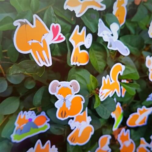 40pcs Little Fox Cartoon Photo Album Scrapbook Waterproof Decoration Sticker DIY Handmade Gift Scrapbook Sticker
